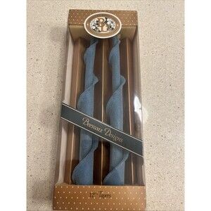 Beeswax Designs 2 Taper Style Candles Spiral Twist 12" Vintage Blue Teal New USA